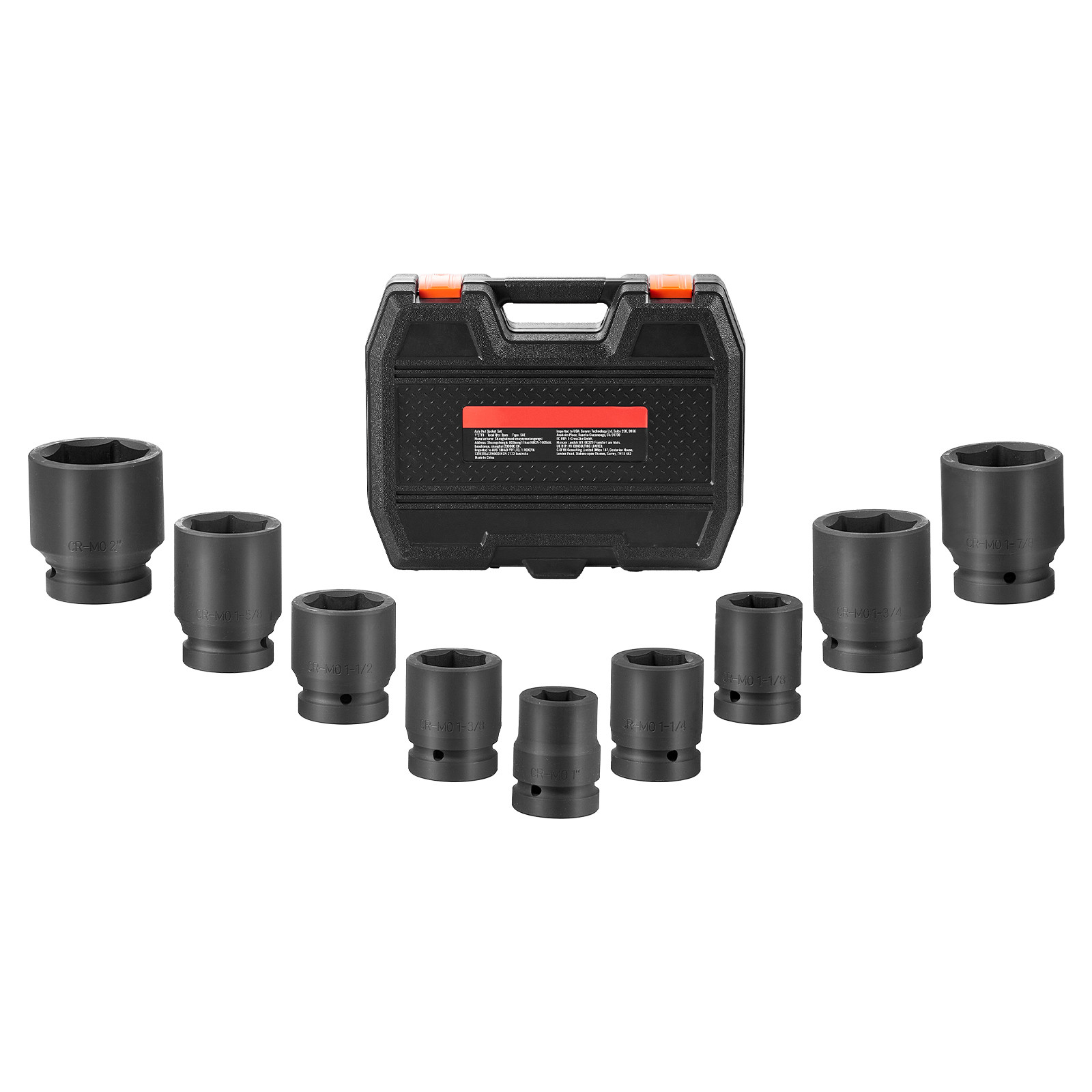 Axle Nut Impact Socket Set 1″ Drive 6-Point 9PCS SAE Spindle Nut Socket