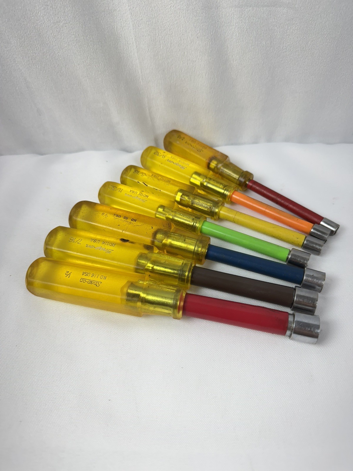SNAP-ON 7PC SAE INSULATED NUT DRIVER SET 1/4″-1/2″ IN KIT BAG # ND-1070K NICE!