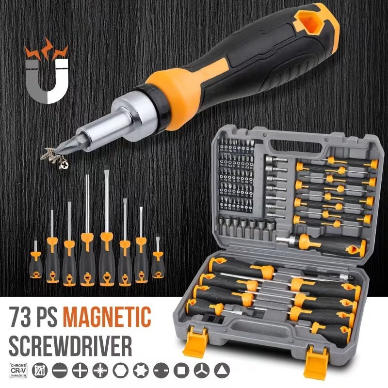 73pc Magnetic Screwdriver & Hex Torx Screw Bit Set Precision Extension Handle US