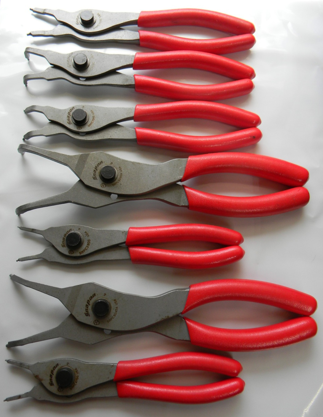 SNAP-ON 7PC RED VINYL GRIP SNAP RING PLIER SET #SRPC107 MADE IN THE USA