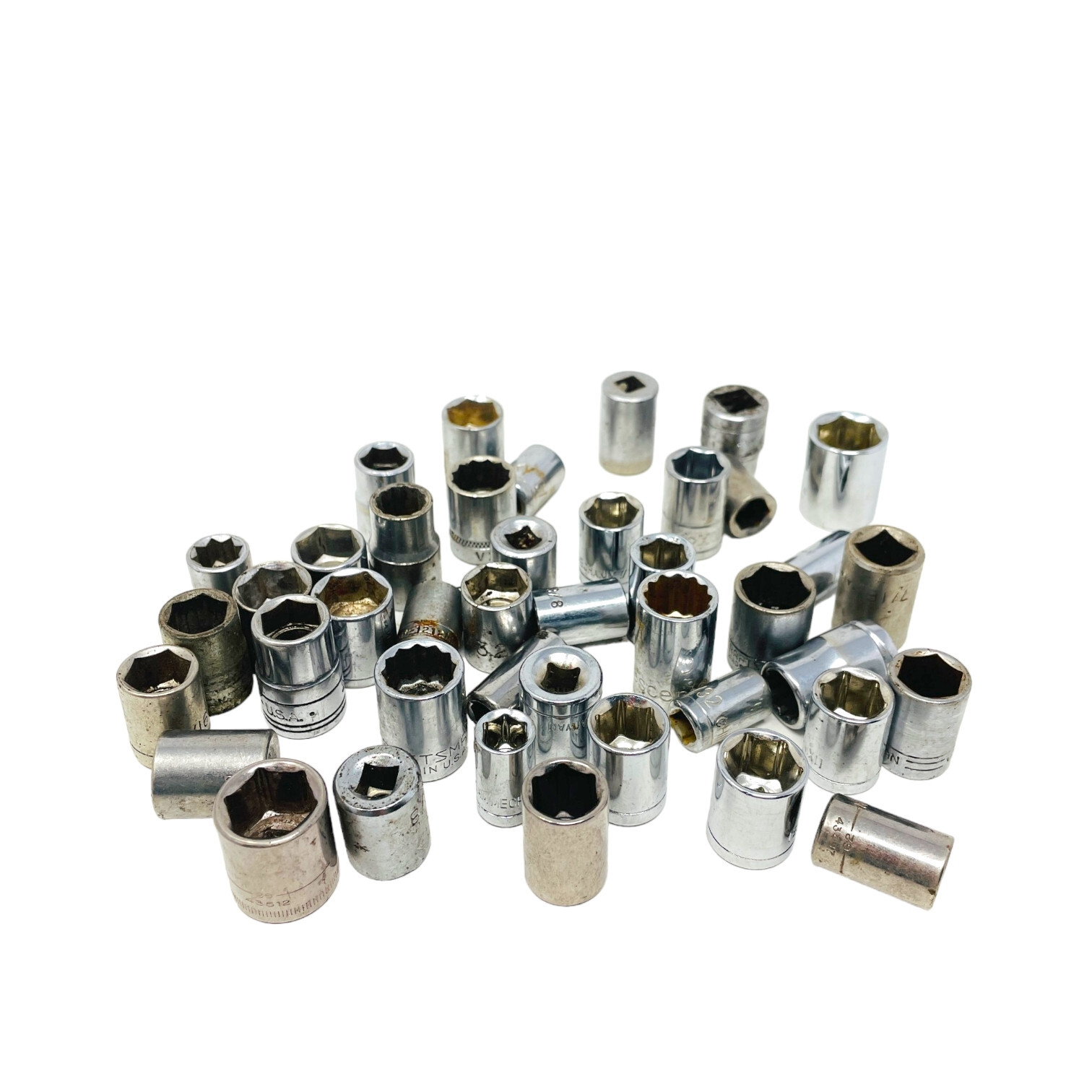 42 Pcs Craftsman, Husky and Assorted 43512, 9/32, 12mm, 1/4 Drive Socket Set