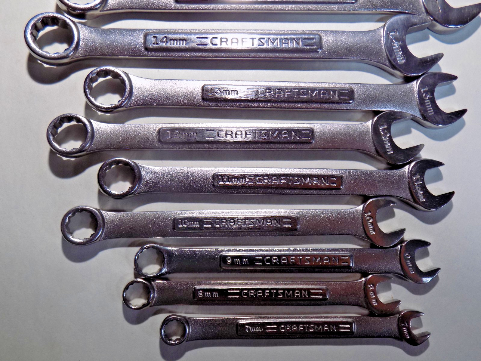 A++ Near Mint 13 Pc. USA Craftsman -VA- 7-19MM Satin Finish Combo Wrench Set-A++