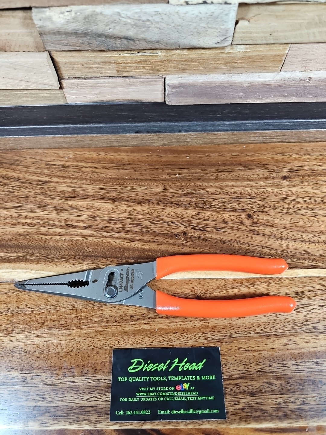 NEW Snap On LN47ACF 9″ Needle Nose/Slip-Joint ORANGE Soft Grip Pliers