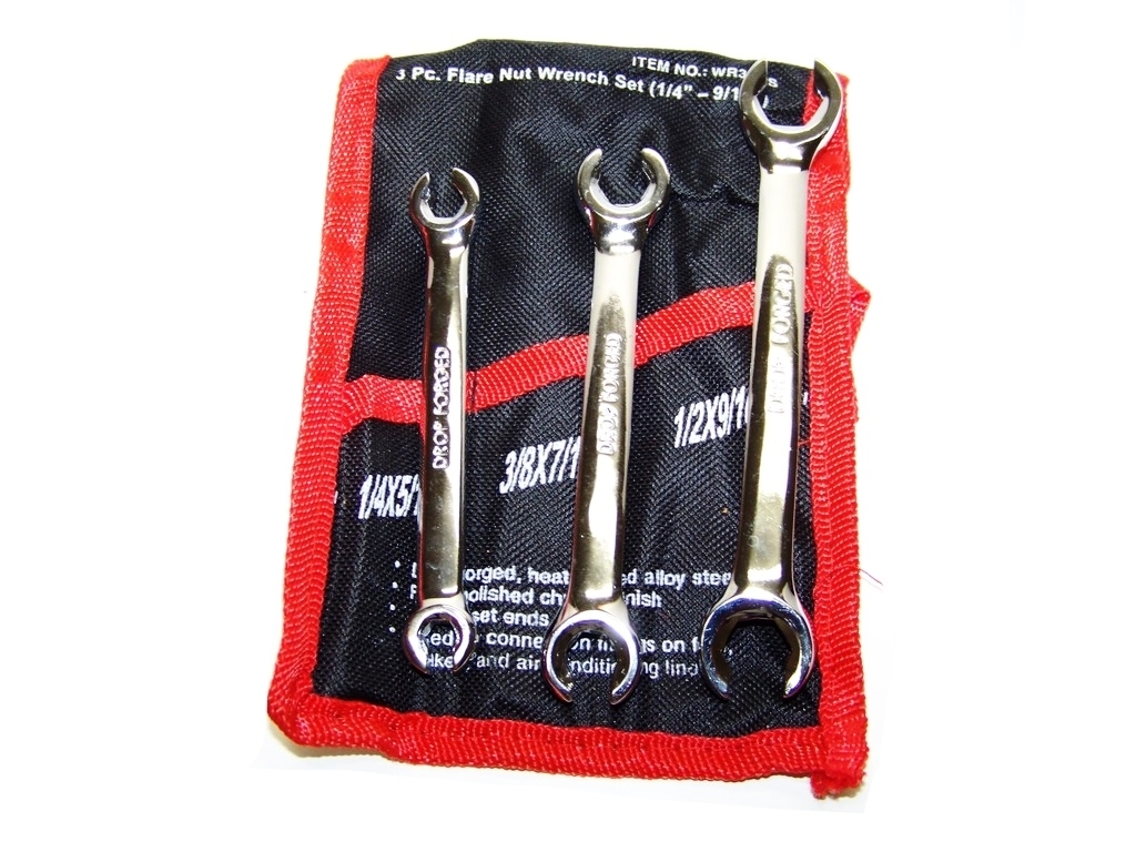 3 pcs Flare Nut Wrench Set SAE 1/4 5/16 3/8 7/16 1/2 9/16 in. Open Wrench kit