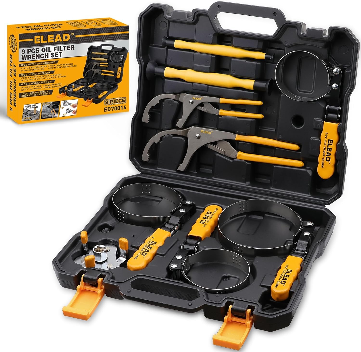 9-Piece Oil Filter Wrench Set, Sturdy Stainless Steel Band, Versatile Sizes, Uni
