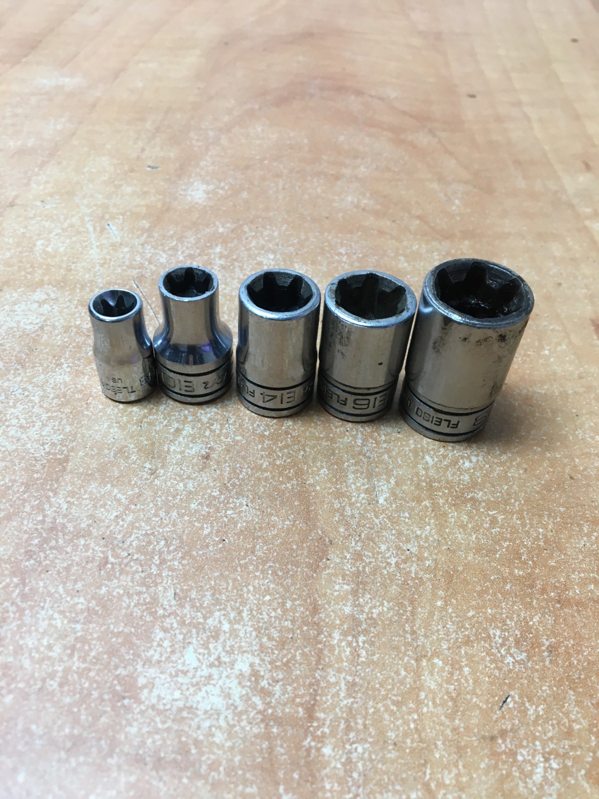 Snap-on Tools USA 5pc Inverted Torx Socket Set TLE80- FLE180 E8 E10 E14 E16 E18