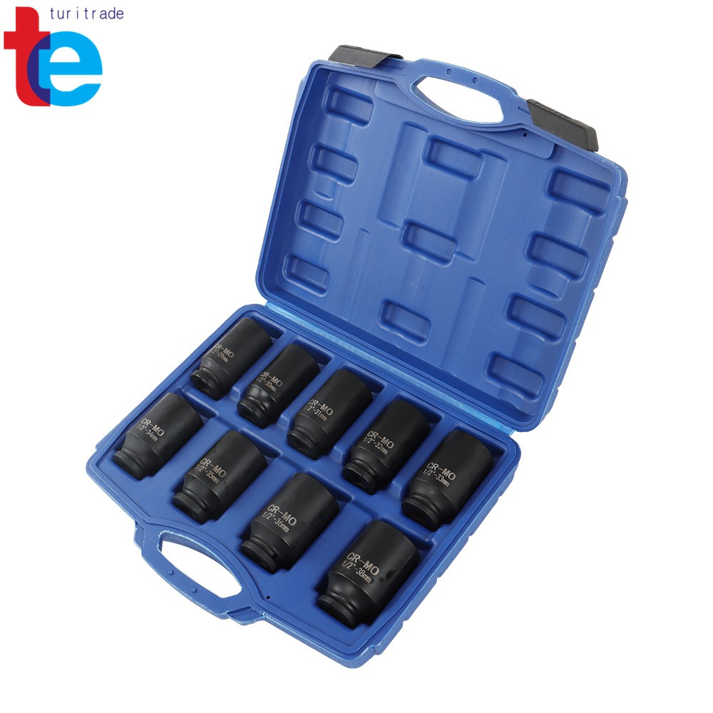 Deep Impact Socket Set 9Pcs 1/2″ Drive Metric Axle Hub Nut Socket 29-38mm