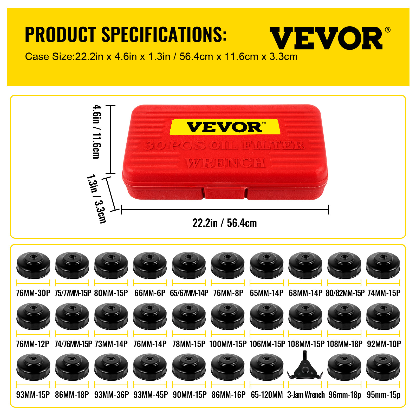 30 Pcs Oil Filter Cap Wrench Cup Socket Tool Set Mercedes BMW VW Audi Volvo Ford