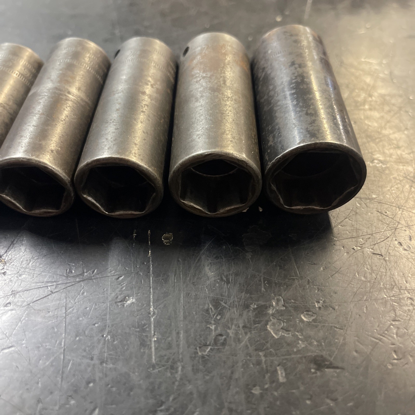 Snap-On 12 Pcs 3/8″ Dr 6pt Deep Impact Sockets 8-19mm + 21mm Missing 20mm