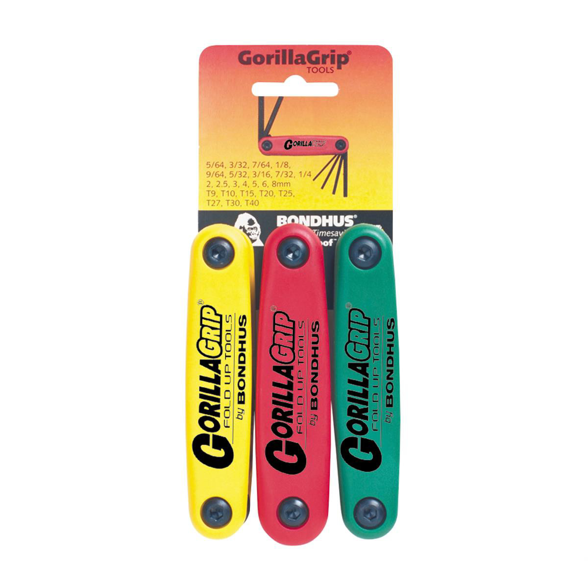 Bondhus 12533 GorillaGrip Hex & Star Fold-up Hex Wrenches – 3pk
