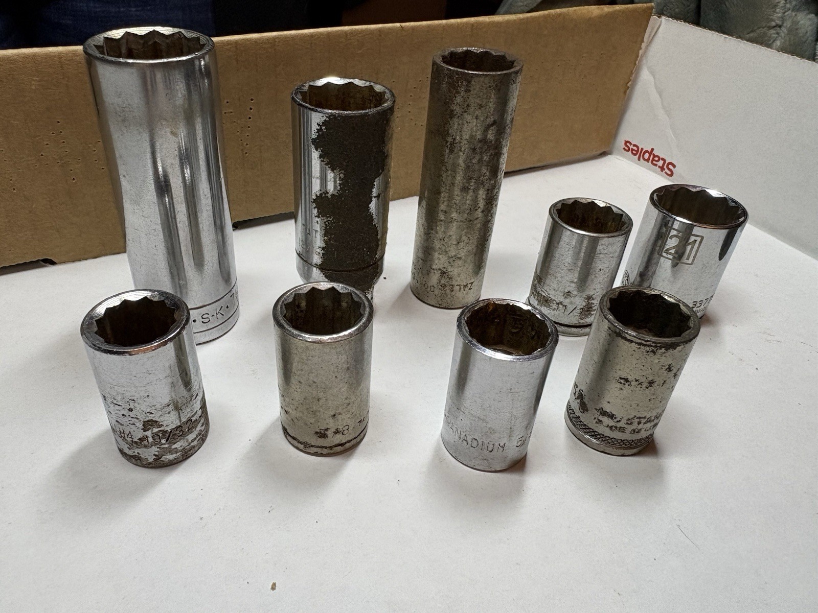 Lot of 36 Assorted Sockets Deep & Short Well 1/2″Drive 6 & 12 Point Metric & SAE