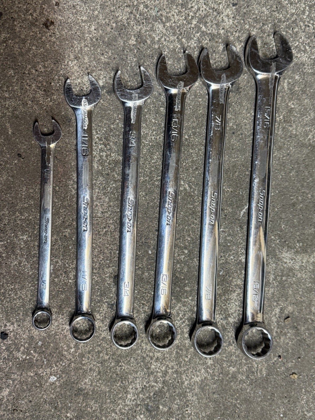 Snap On 5ps Tools Set OEX30B 15/16/7/8/13/16/3/4/11/16/1/2” Wrench USA