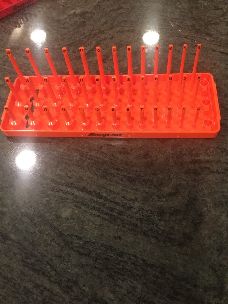 Snap On ka143metor 1/4″ metric 3 row post socket tray orange