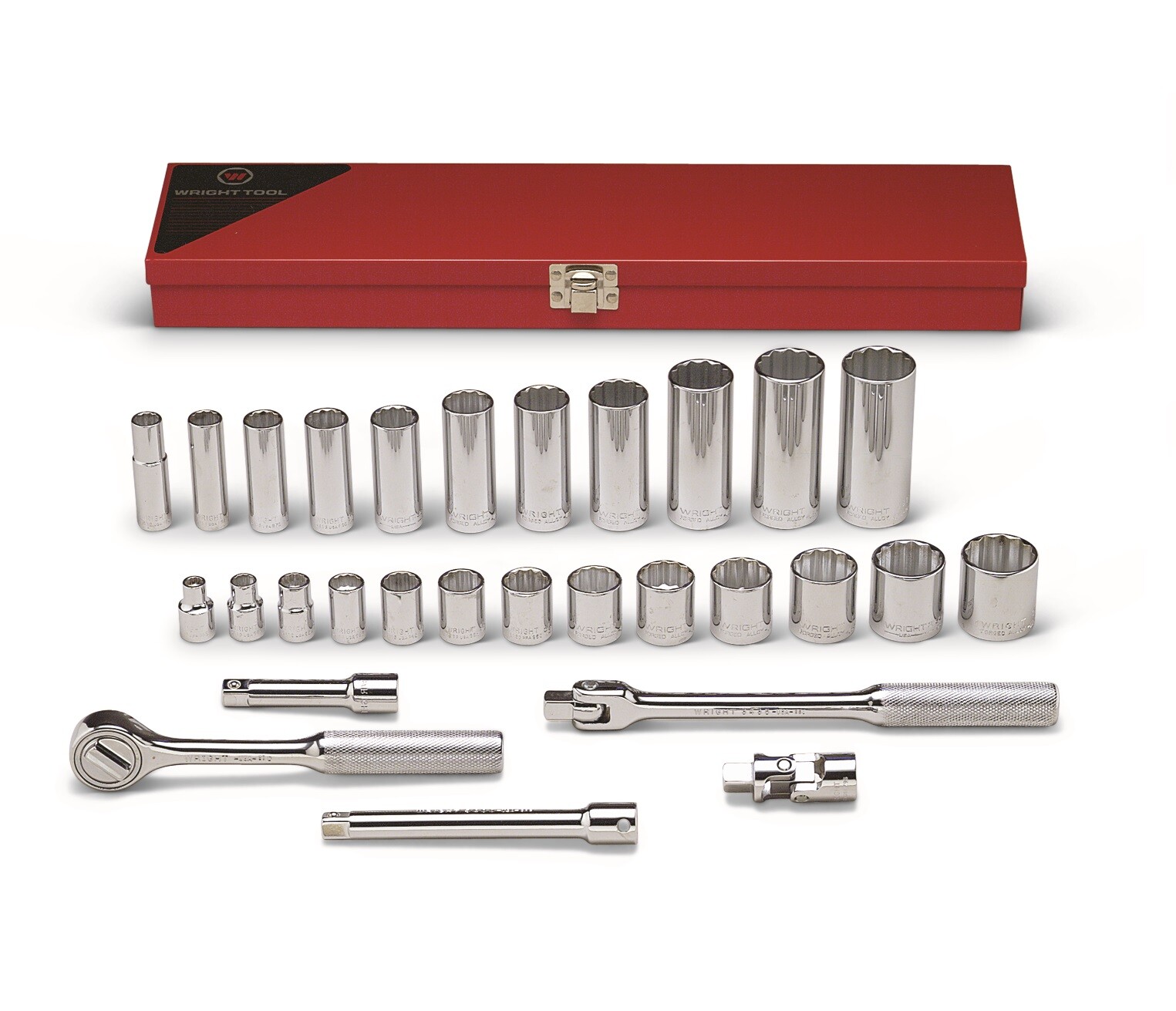 Wright Tool 340 – 29 Pc 3/8″ Dr Socket Set 12 Pt Std. & Deep 3/8″- 1″ USA