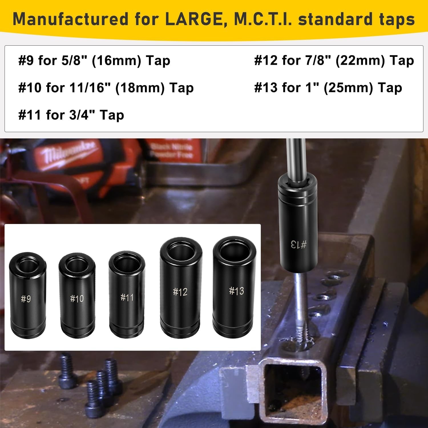 71670 Large Tap Socket Set Fit 5/8″, 11/16″, 3/4″, 7/8″ & 1″ Taps 1/2″ Drive