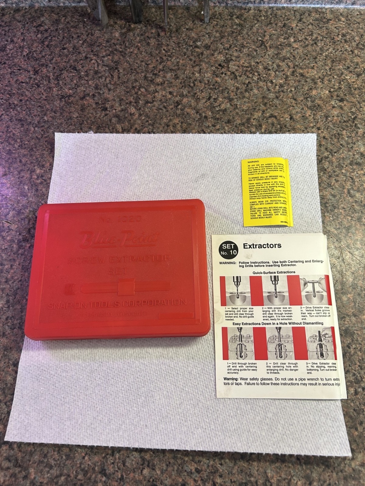 Blue Point Snap On E1020 1/4″-1/2″ Diameter Screw Extractor Set -New