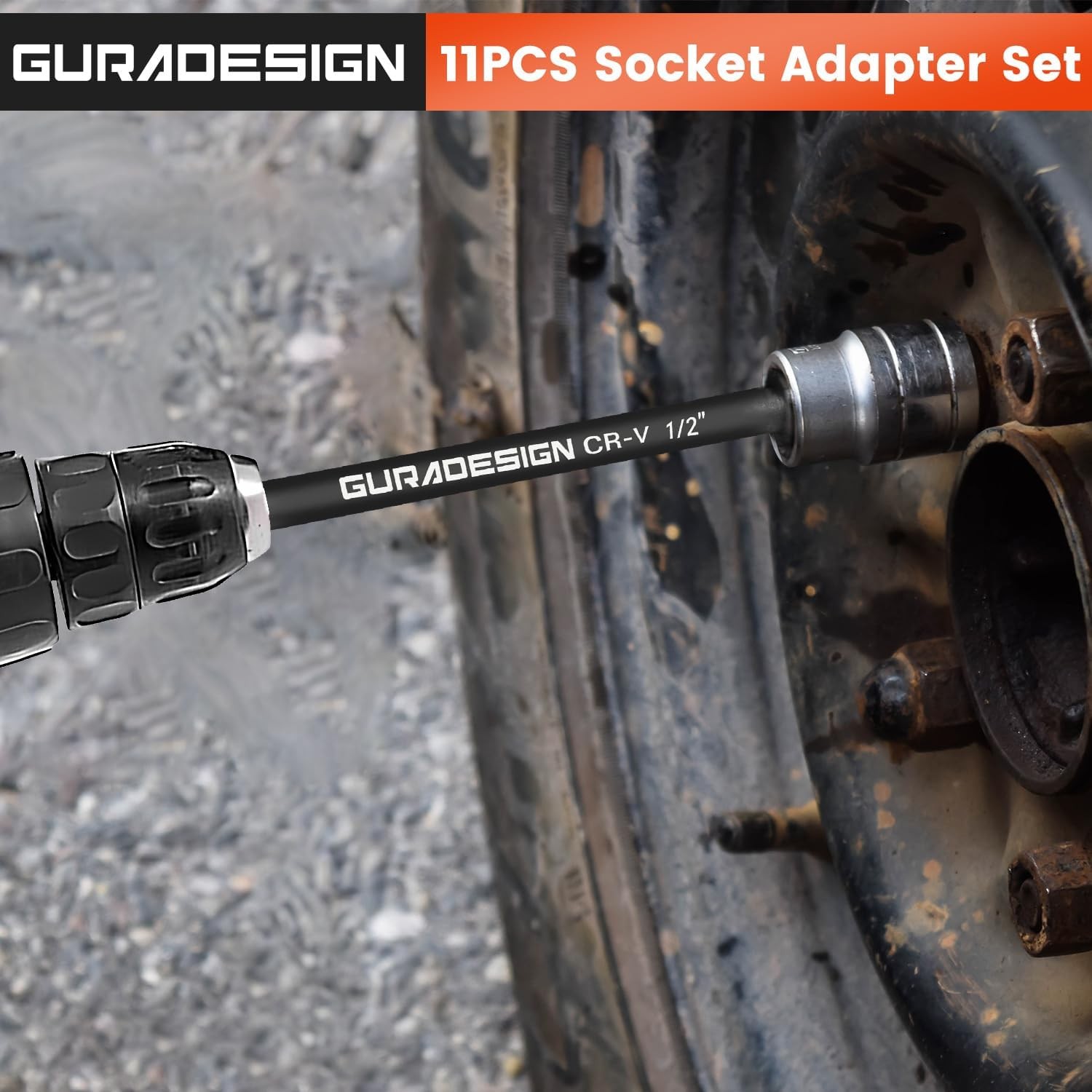 11-Piece Impact Socket Adapter Set – 3/6 Inch Hex Shank, One Size, Black