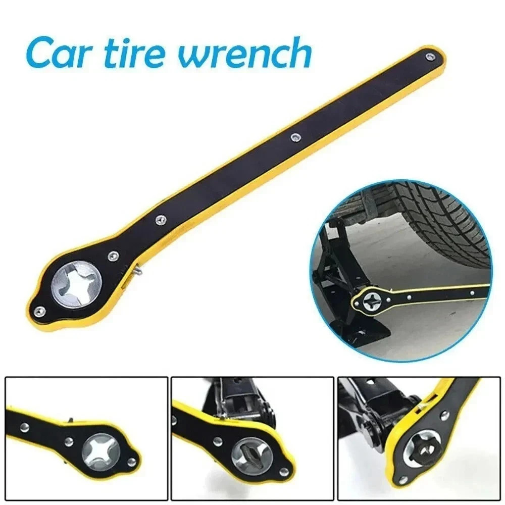 Labor-Saving Car Scissor Jack Ratchet Wrench Tire Wheel Lug Wrench Tool US