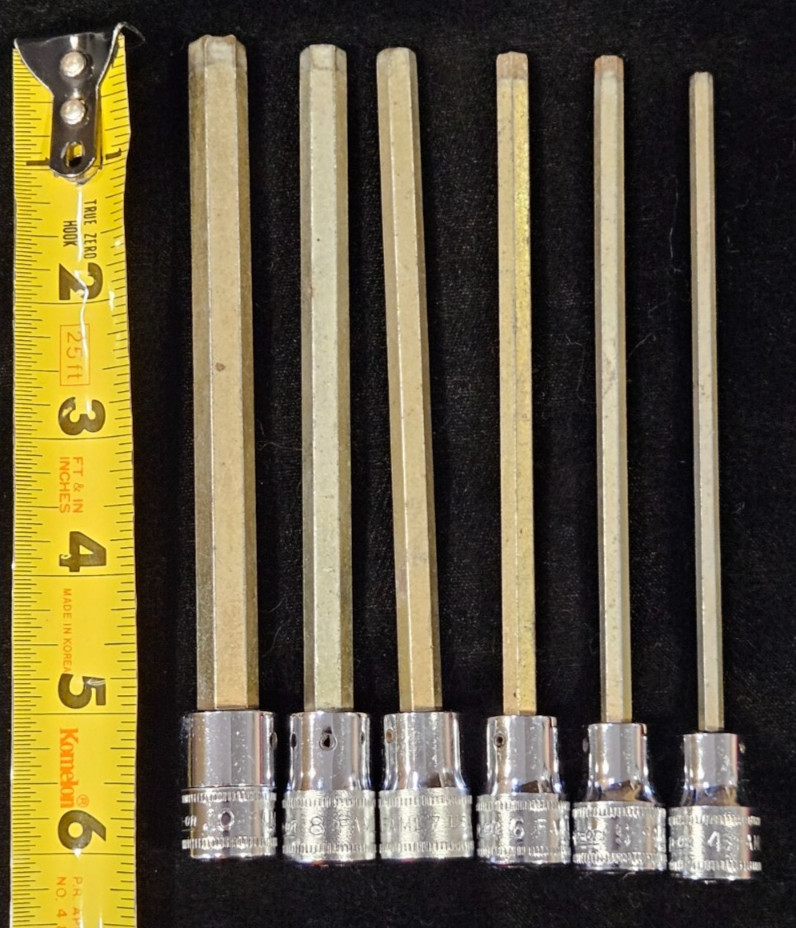 Snap-On FAML4E-FAML10E 4-10mm 6 Piece 3/8″ Drive Metric Long Hex Socket USA