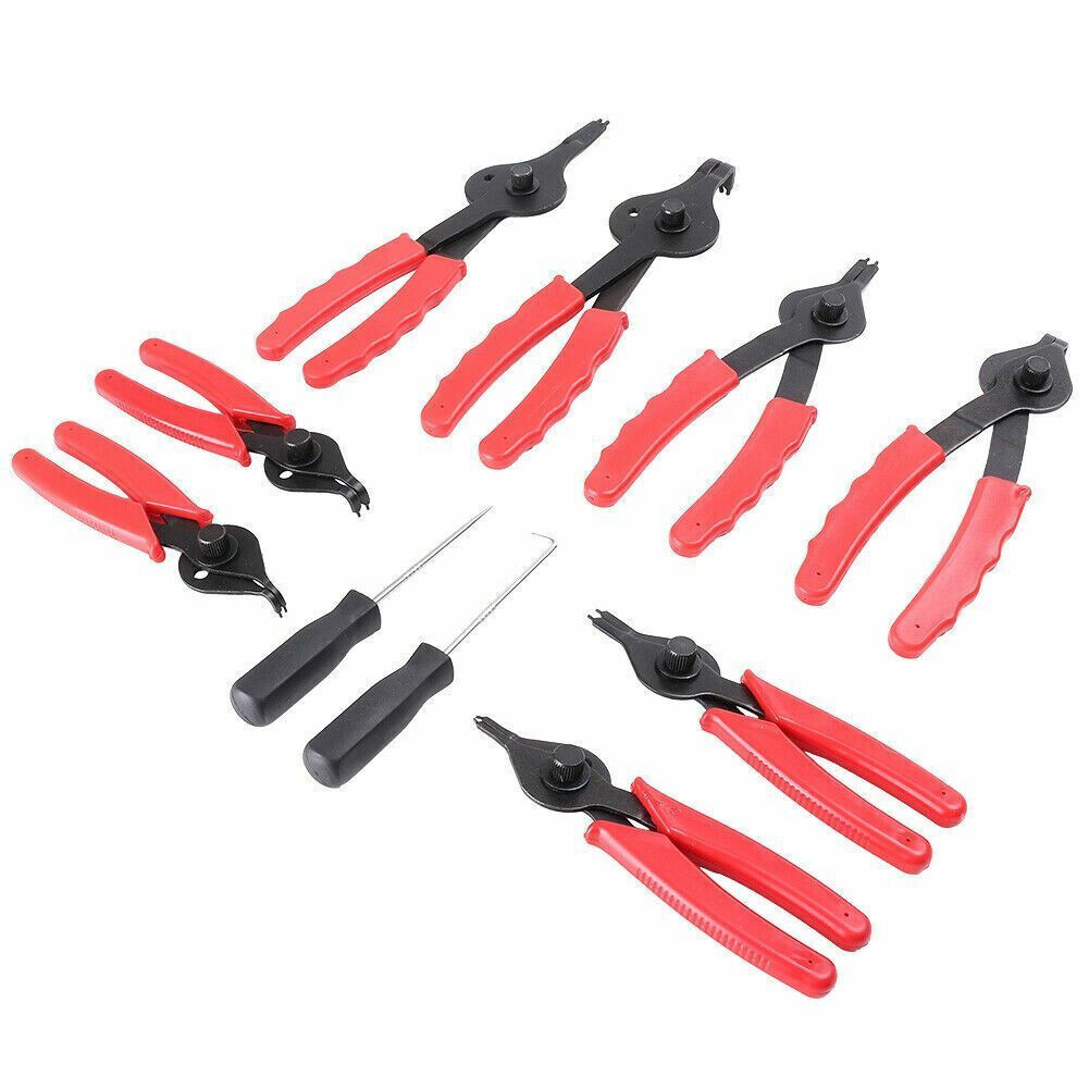 11 PC Circlip Snap Ring Pliers Set Heavy Duty Heat Treated Steel Vinyl Handles