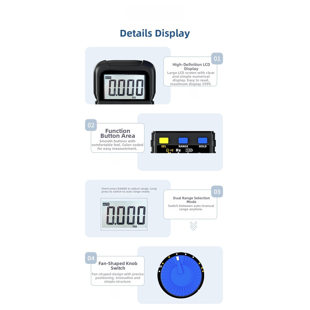 PM8215 Digital Multimeter Pocket Size AC DC Voltage Current Tester 3999 Count
