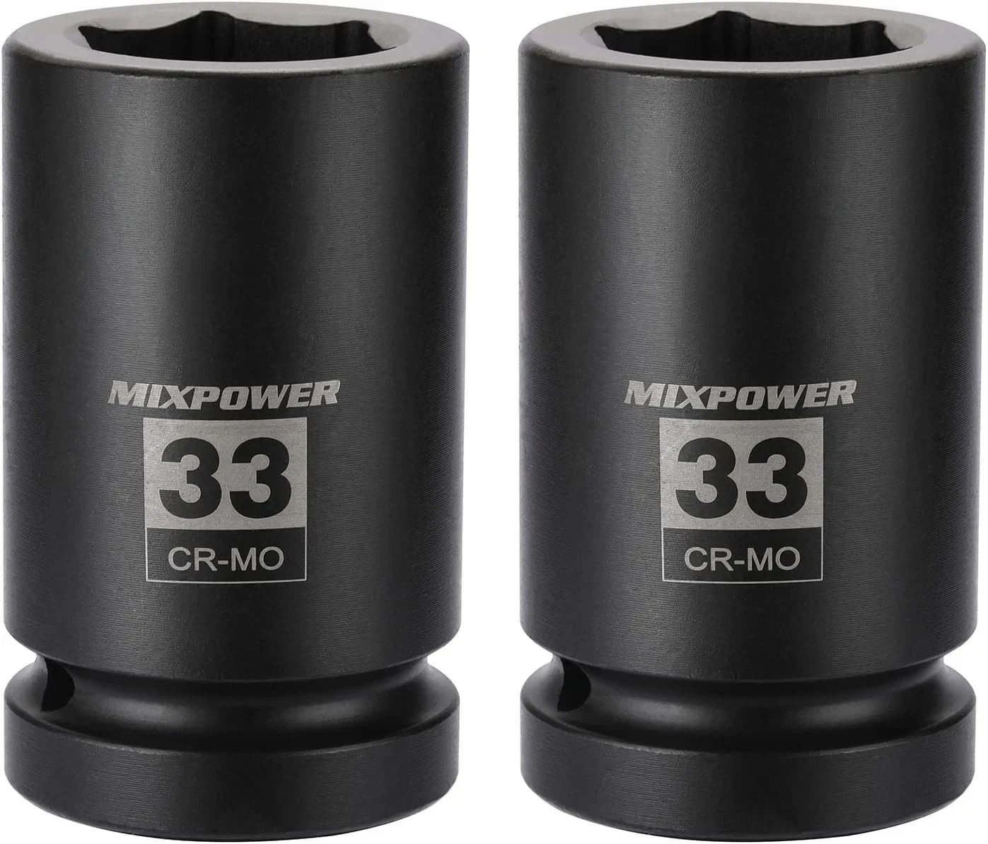 MIXPOWER 2 Pieces 1 Inch Drive Deep Impact Socket, CR-MO, 33mm (2 Pieces)