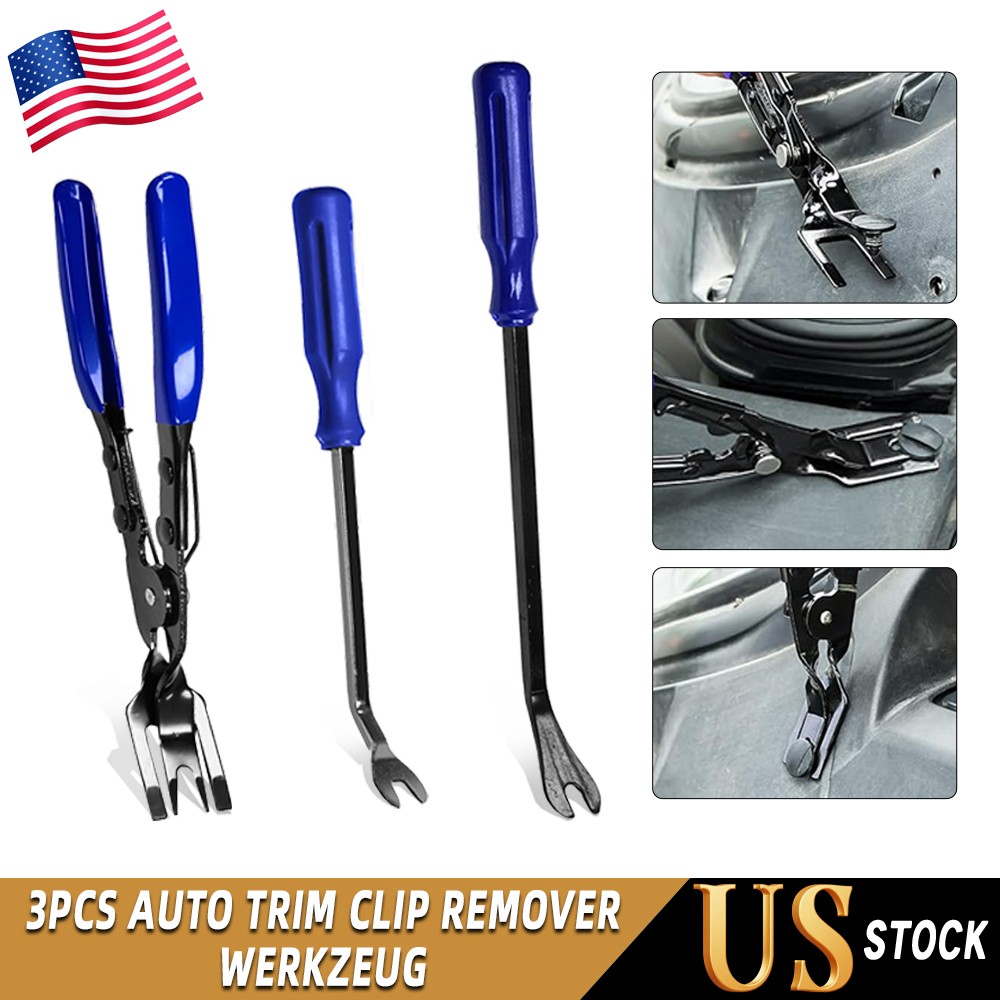 Set 3PCS Auto Trim Clip Remover Tool Removal Pliers Fastener Door Panel Retainer
