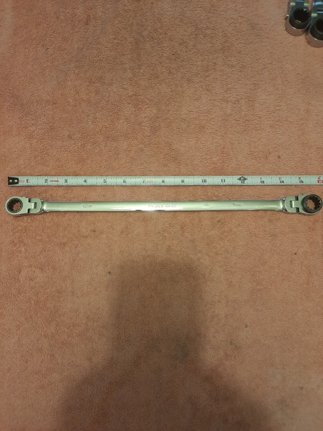 Matco Tools 13 Mm X 15 Mm Closed End Flex Head Extra Long Ratchet Wrench