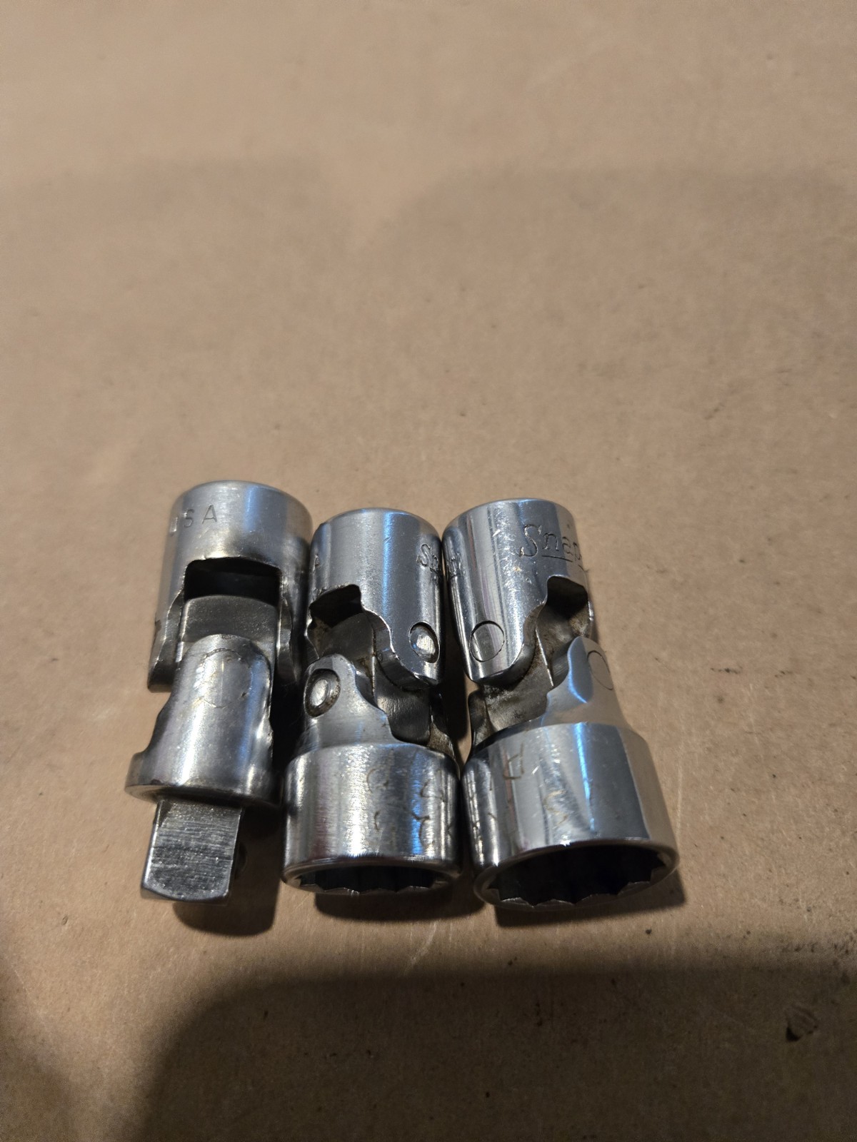 Snap On 3/8″ Drive 9/16″ 5/8″ Universal Swivel Sockets V Series Read Ad Lot Of 3