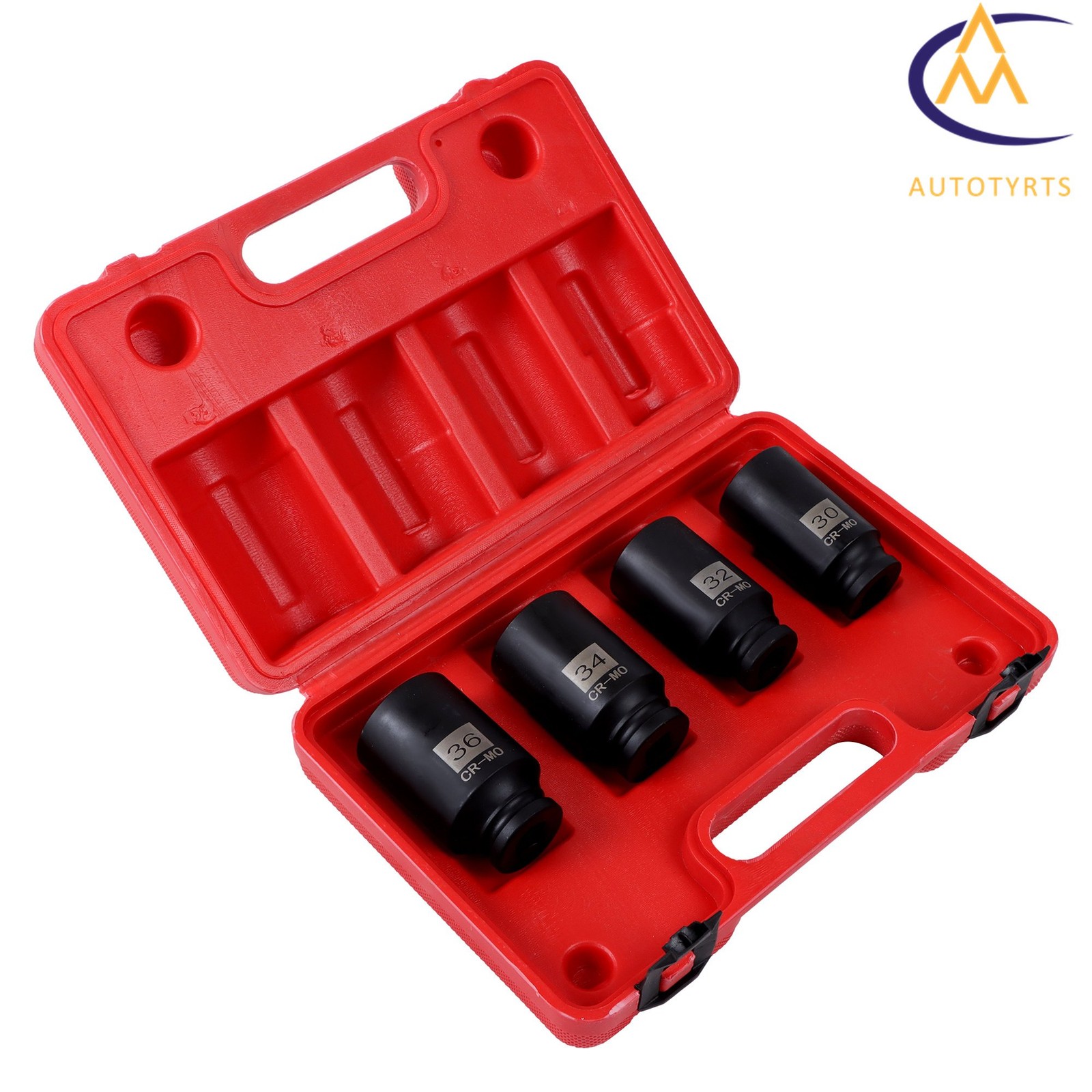 4Pcs 30mm 32mm 34mm 36mm 1/2″ Drive Spindle Axle Nut Socket Set 12 Point