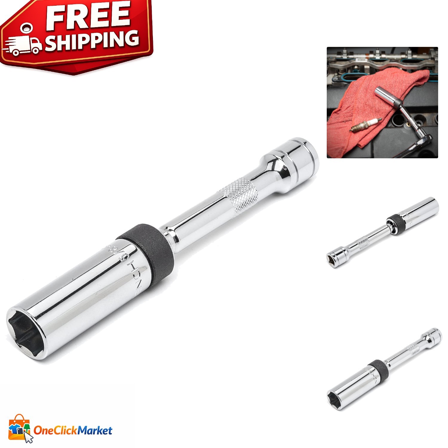 3/8″ Drive 6 Pt. Magnetic Swivel Spark Plug Socket – Precision Performance Tool