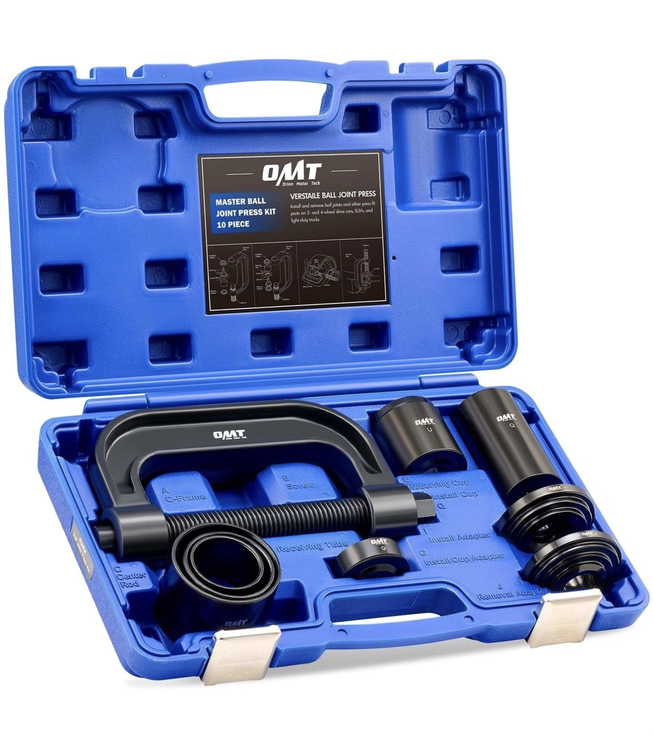 10pc Heavy Duty 4 in 1 Ball Joint Press U Joint Removal Tool Kit w 4 x 4 Adapter