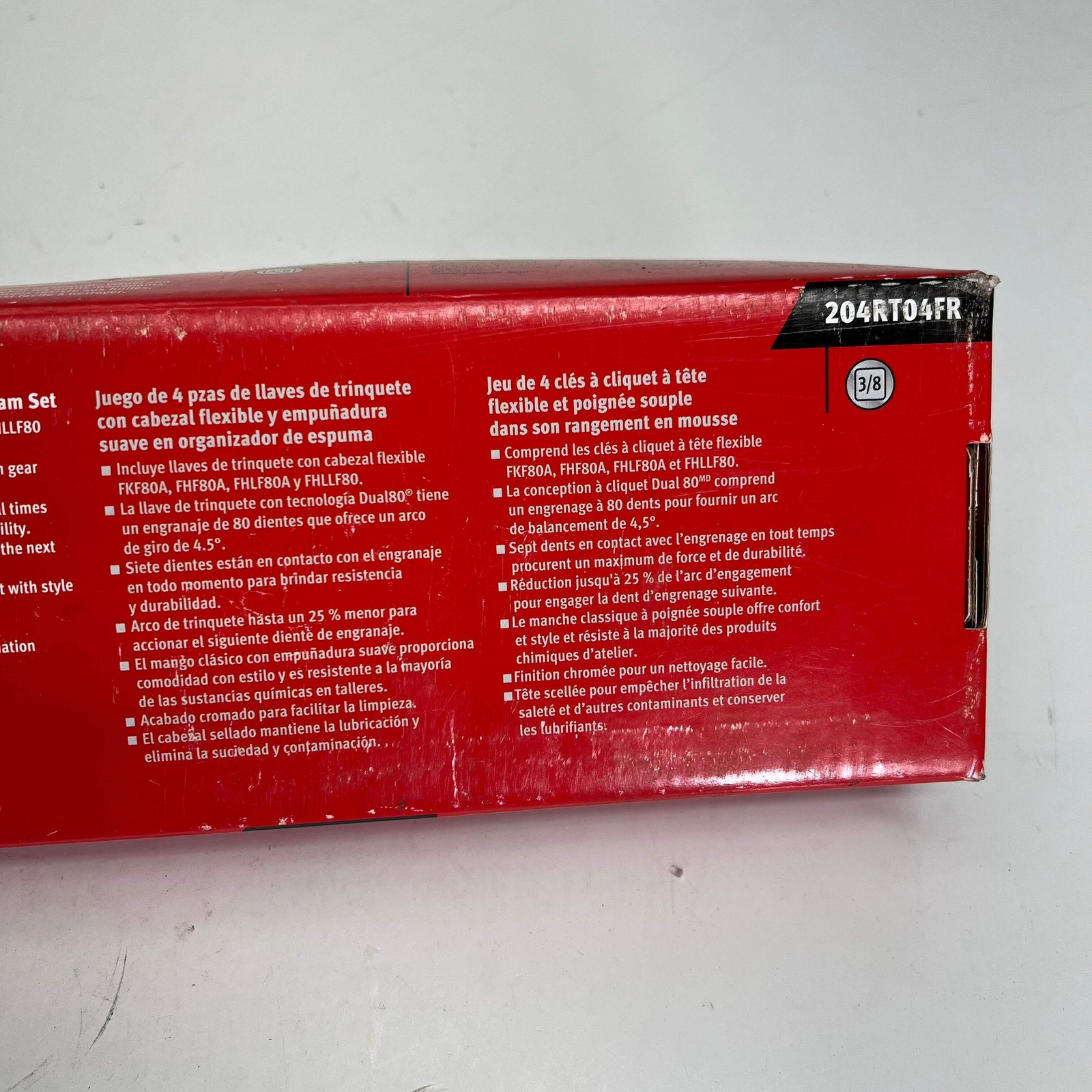 SNAP ON Soft Grip Flex Head Ratchet Set 4 Pc – 3/8″ Drive 204RT04FR (As-Is)