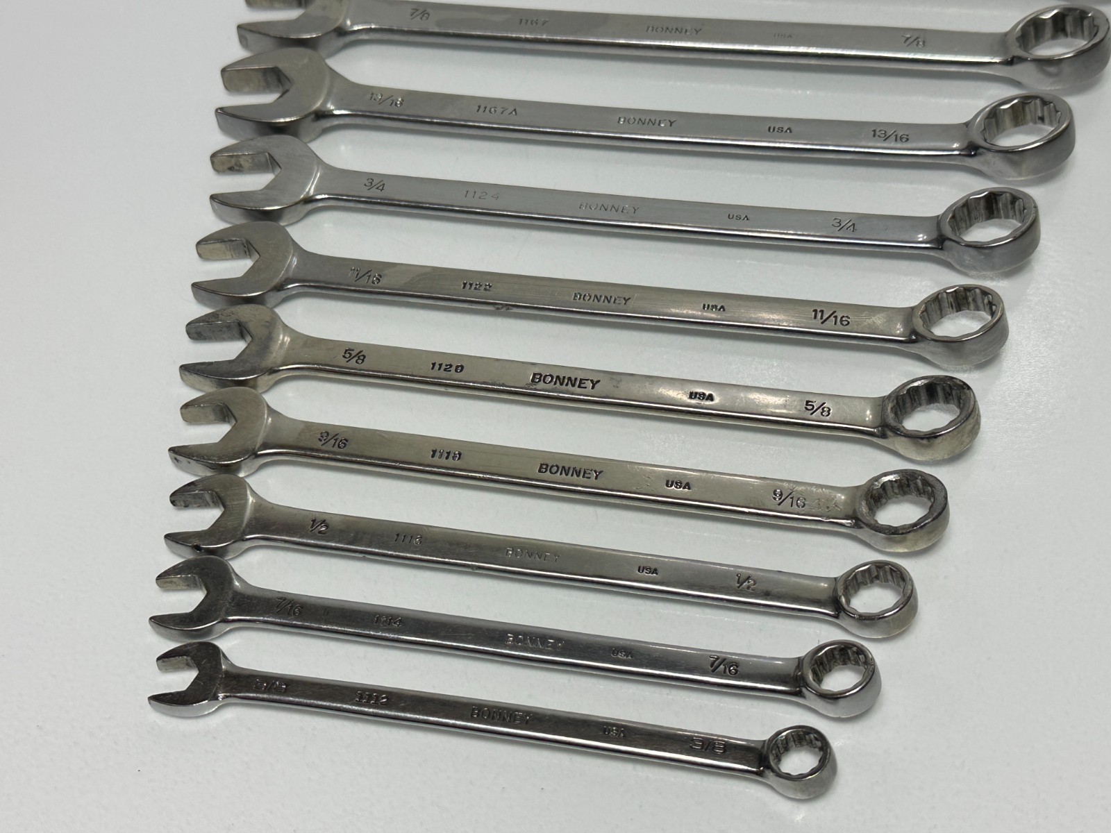 🇺🇸 Bonney Tools USA 11pc SAE 3/8-1″ Chrome Combination Wrench Set, 12 Point