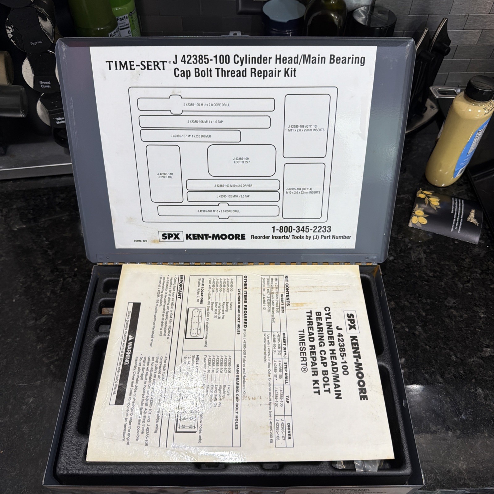 Kent Moore Thread Repair Kit J-42385-100 Main Bearing Head Time Sert Complete