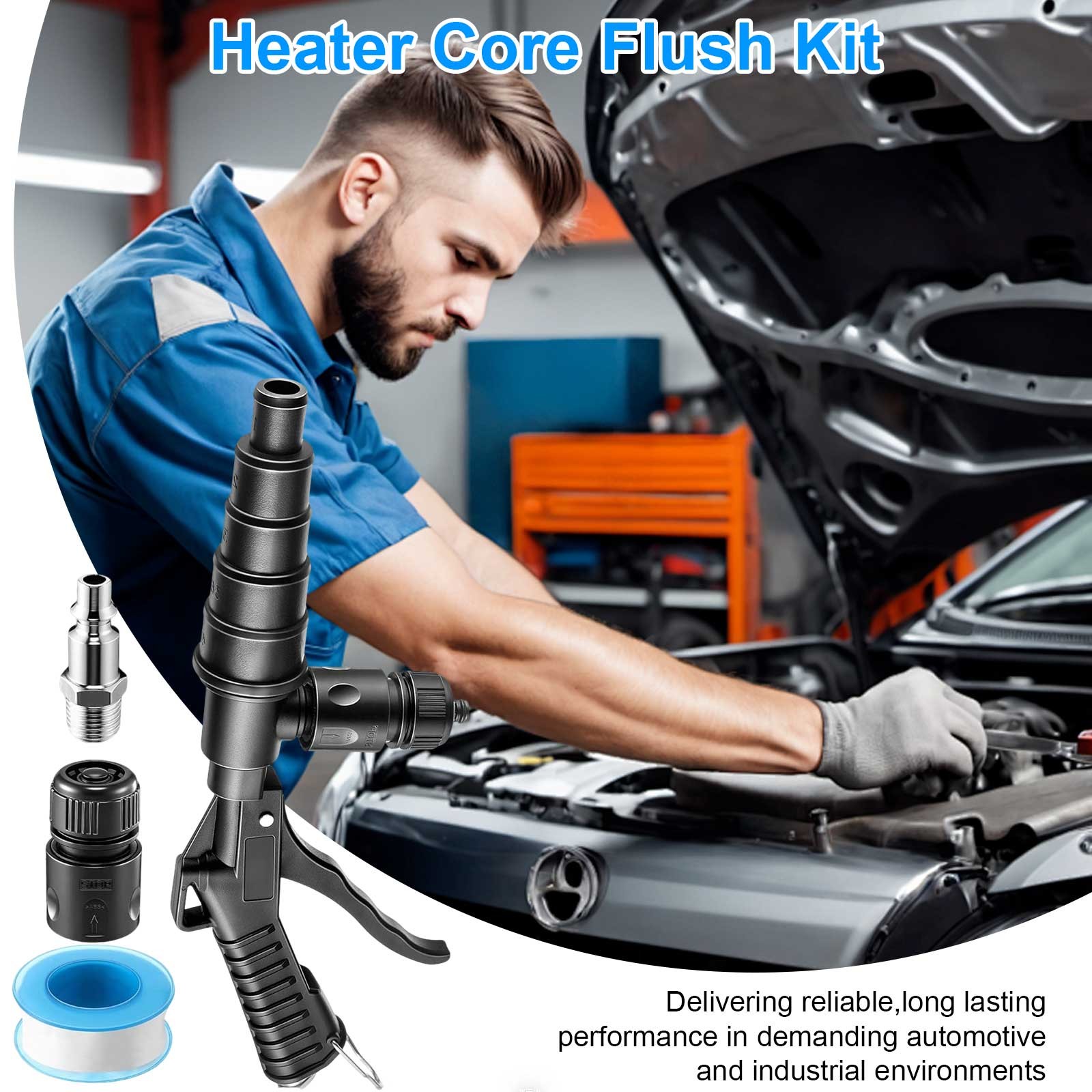 Coolant System Flush Gun Radiator Flusher Air Water Kit Nozzle for 19-40mm Hoses