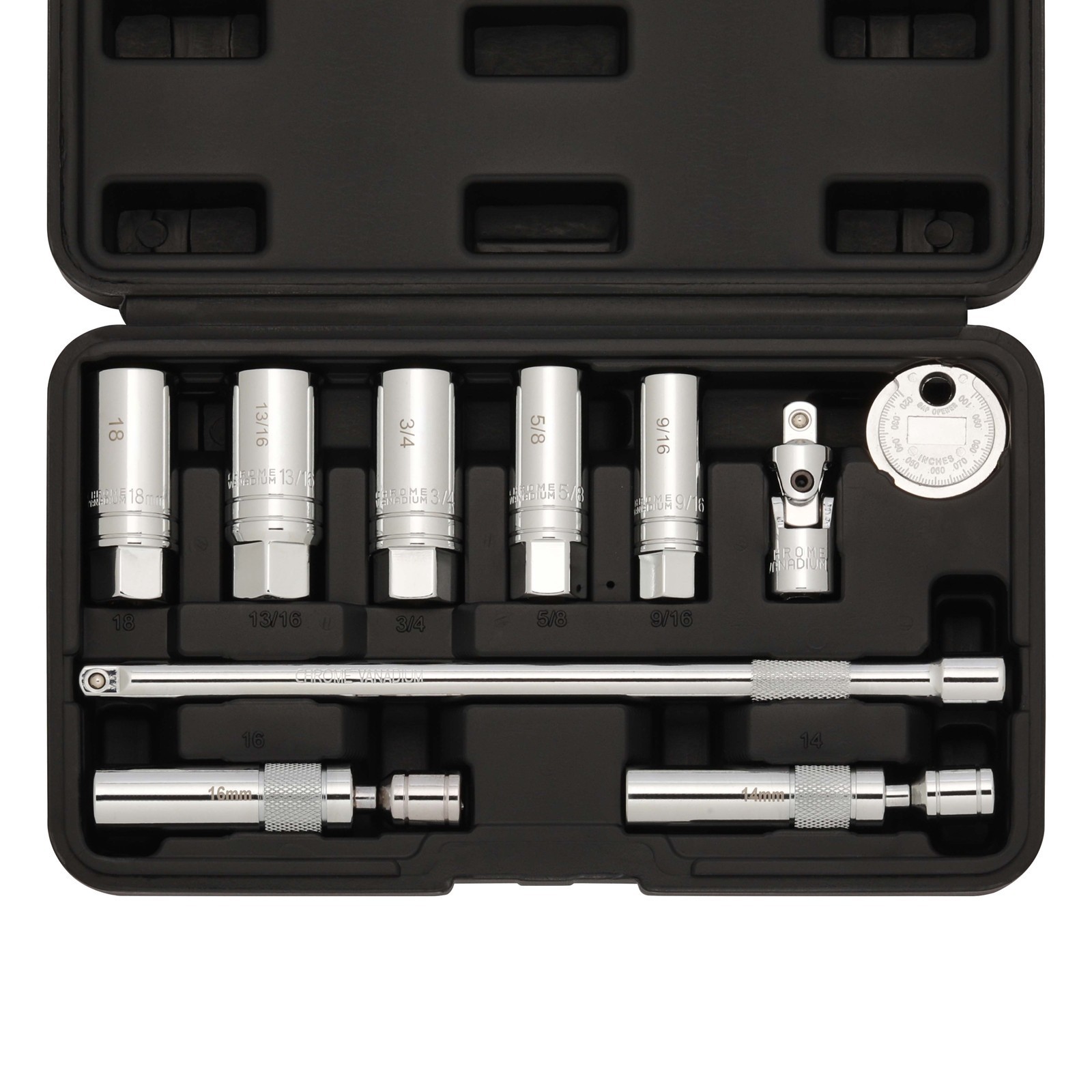 10PCS 3/8″Drive Magnetic Spark Plug Socket Set 6PT&12PT Extension Bar CR-V Steel