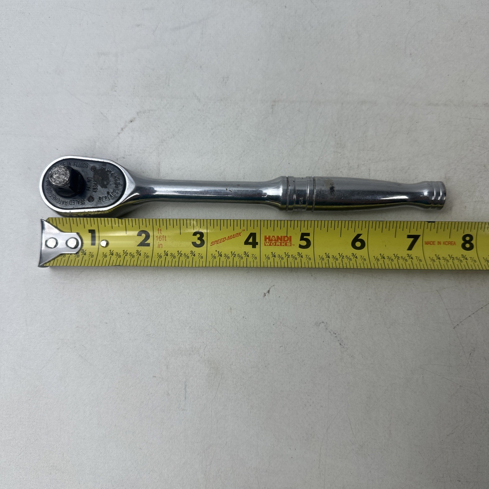 Snap On F830 Standard Handle 3/8” Ratchet About 7 1/2” Long Works Has Engravings