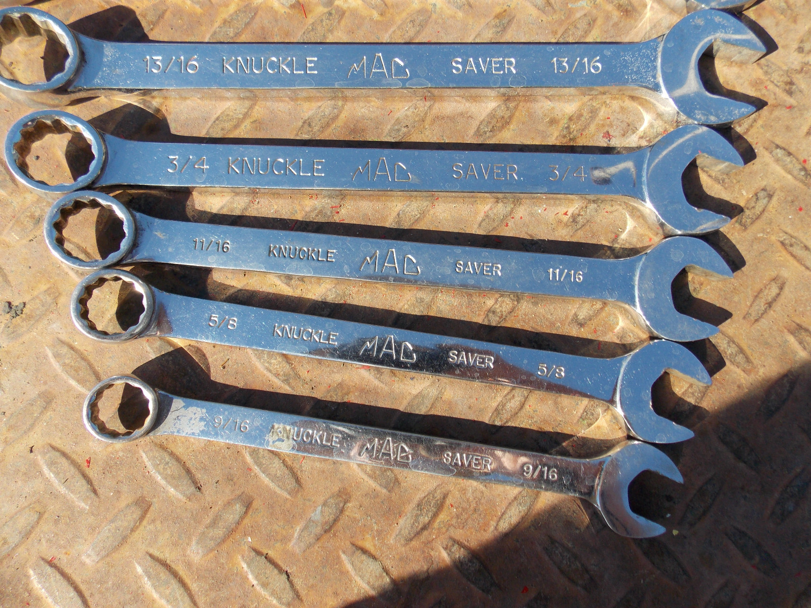 7 pcs MAC long KNUCKLE SAVER sae WRENCH SET 1, 7/8, 13/16, 3/4, 11/16, 5/8, 9/16