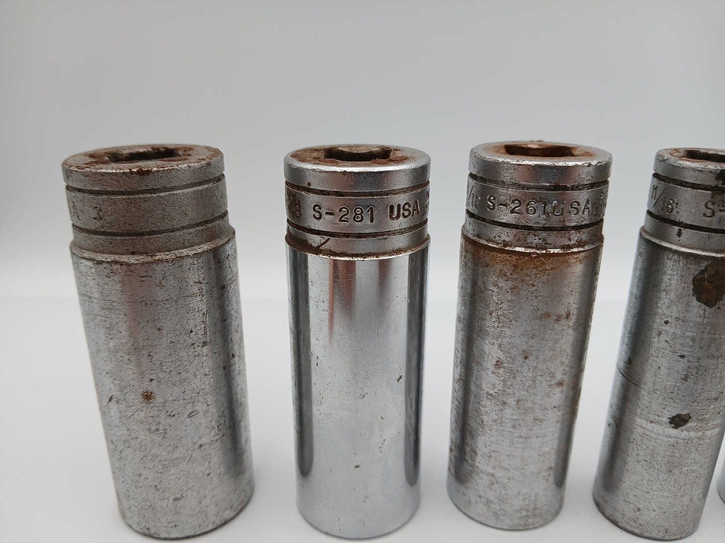 Lot of 6 Snap on Tools Deep Sockets SAE Various Sizes Underline 12 Point USA