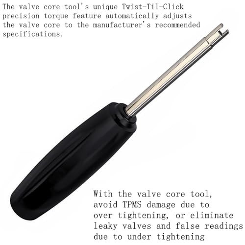 4-Piece Valve Core Torque Tool Set for TPMS, Prevent Over/Under Torquing, Black/