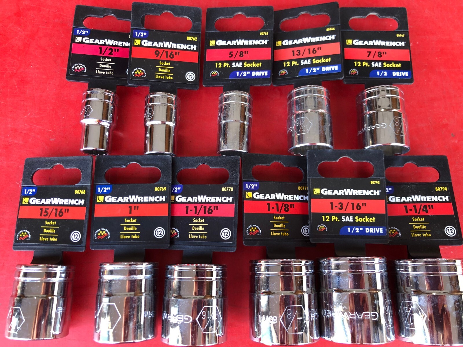 GEARWRENCH (12 PIECES) 1/2″ DRIVE STANDARD SAE 12 PT POINT SHALLOW SOCKET SET