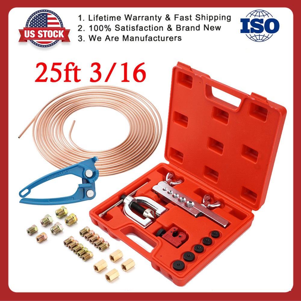 25 ft 3/16 Copper Coated Brake Line Single Double Flaring Tool with Tube Bender