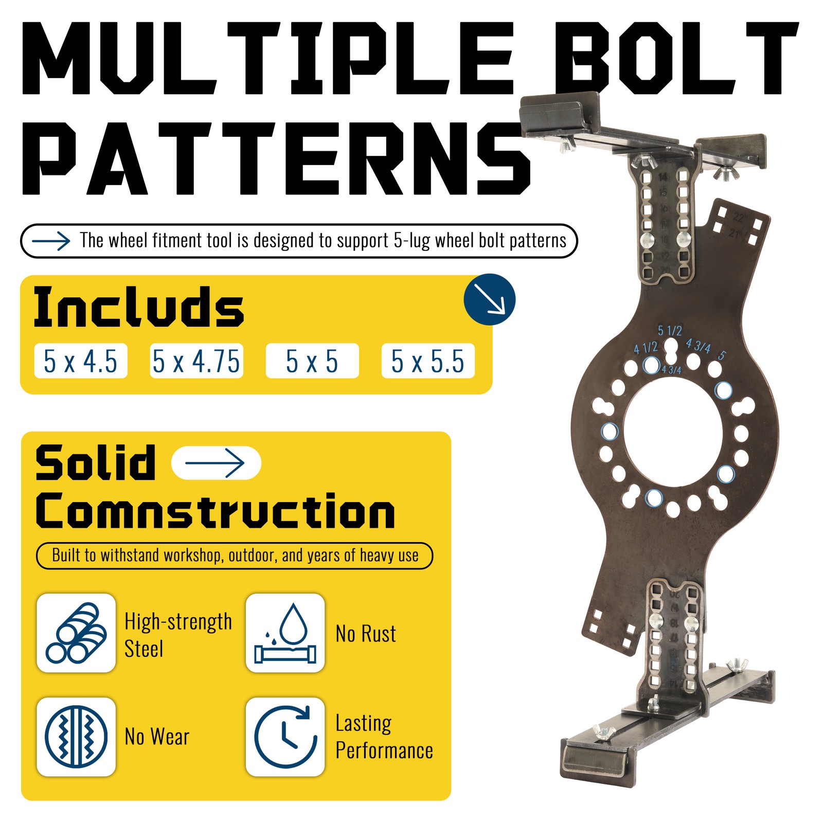 14″-22″ Wheel Fitment Simulator Tool Tire Test Size For Measuring Mockup 5-Lug