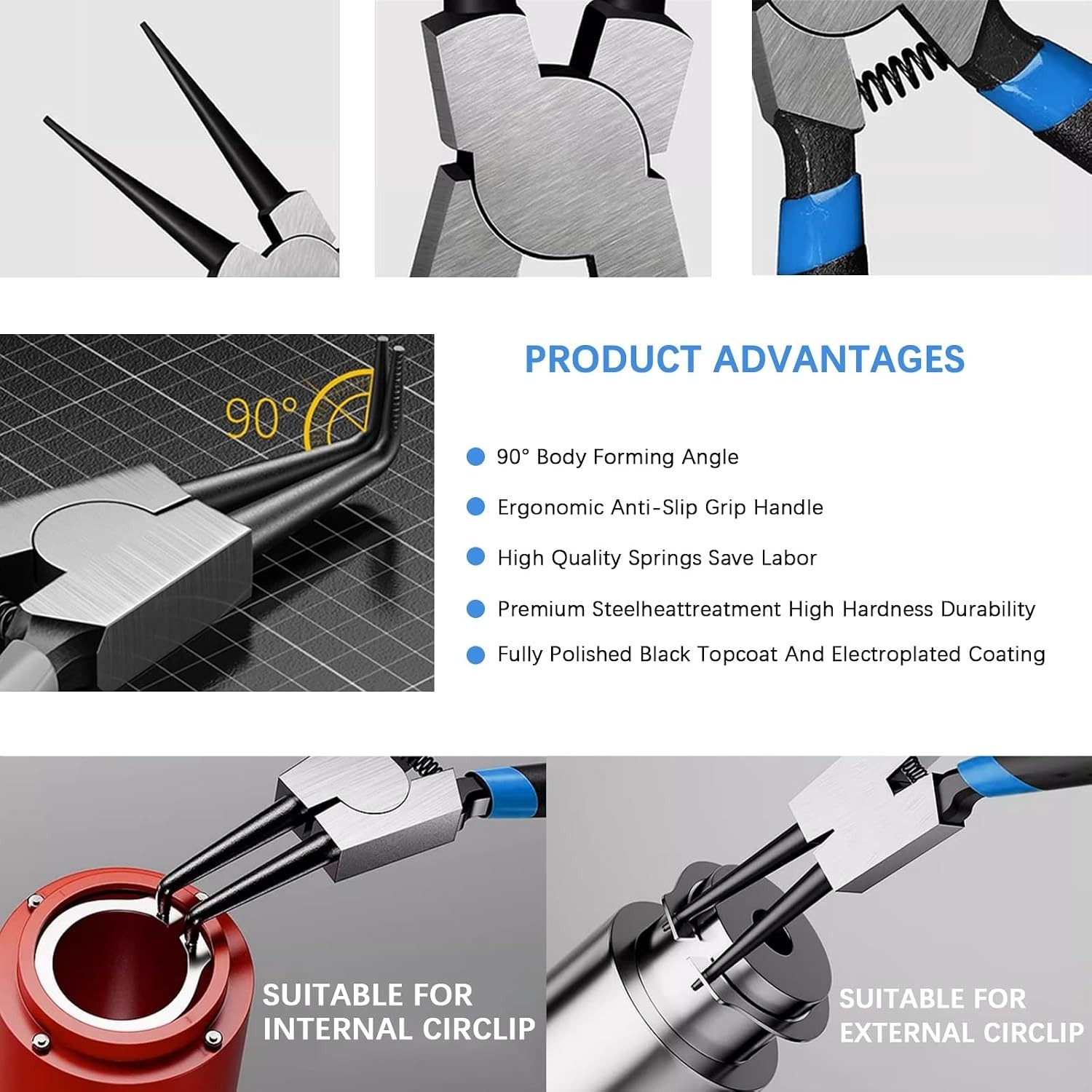 Stainless Steel Snap Rings + E-clip Assortment + 4-Pc Pliers