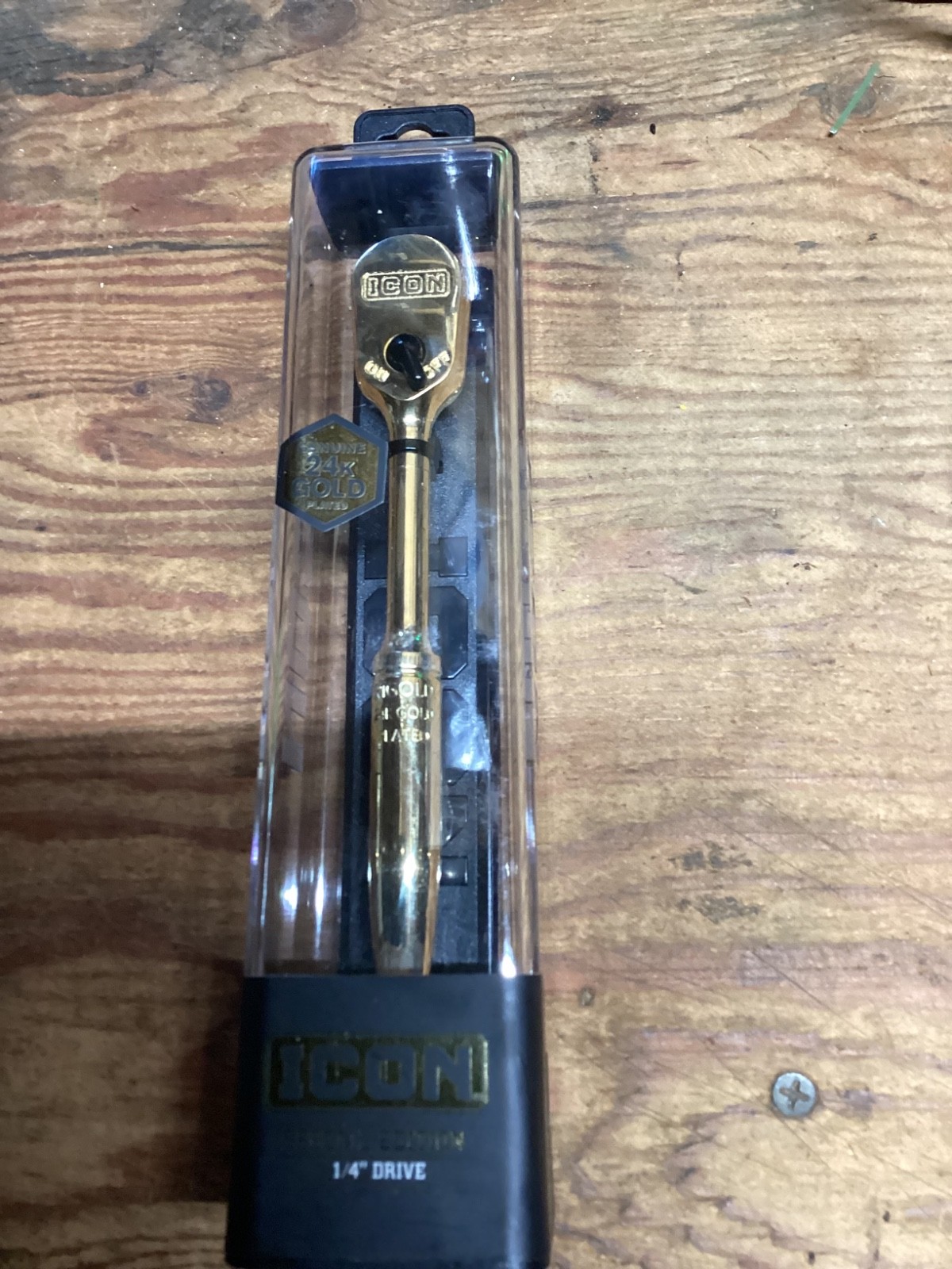 Icon Special Edition 90 Tooth 1/4” Drive Low Profile 24k Gold Plated W/ Stand