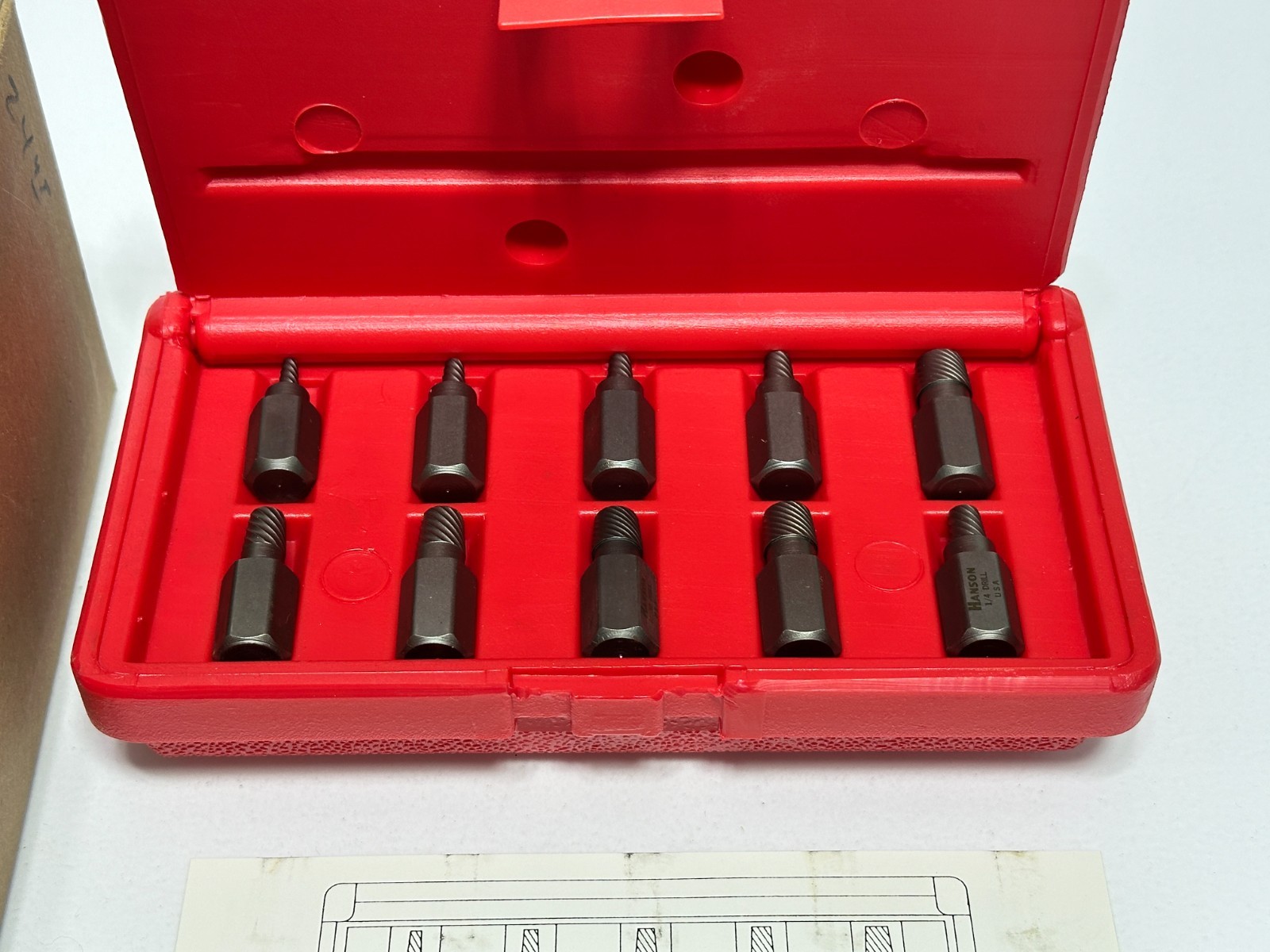 NOS Irwin Hanson USA 53226 10pc Multi-Spine Screw Extraction Set, 1/8″ to 13/32″