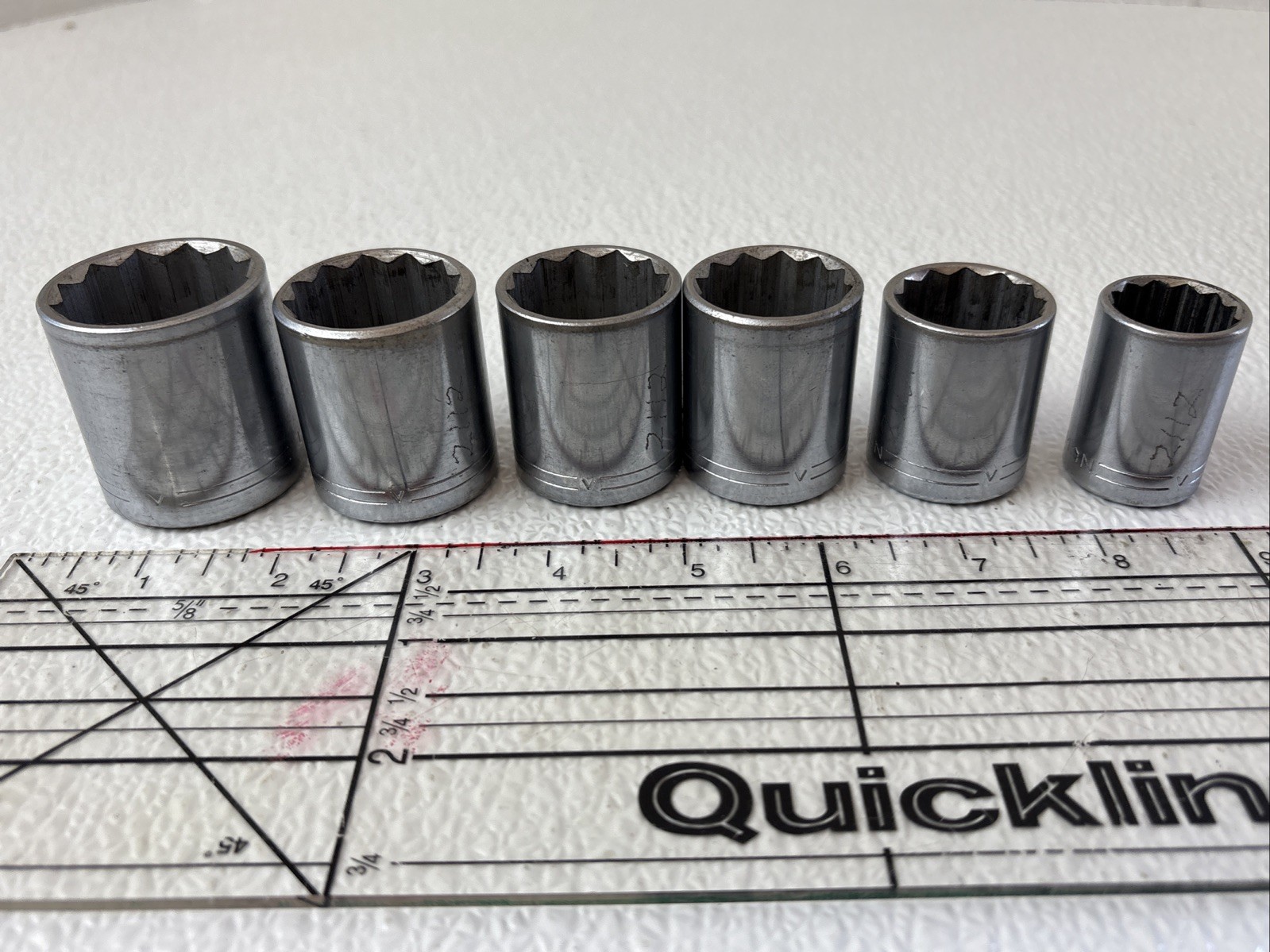 6 Craftsman 1/2″ Drive Sockets 3/4» to 1-1/4» =V= 12pt SAE Forged In USA