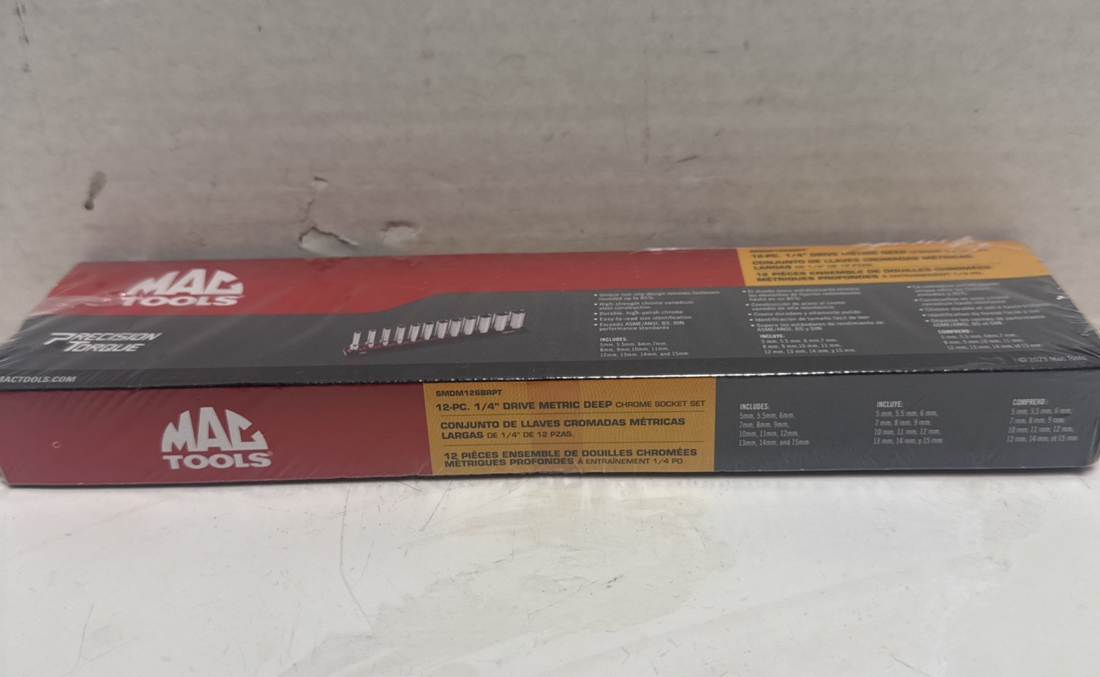 Mac Tools SMDM126BRPT 12 PCs 1/4″ Drive Metric Deep Chrome Socket Set New Sealed