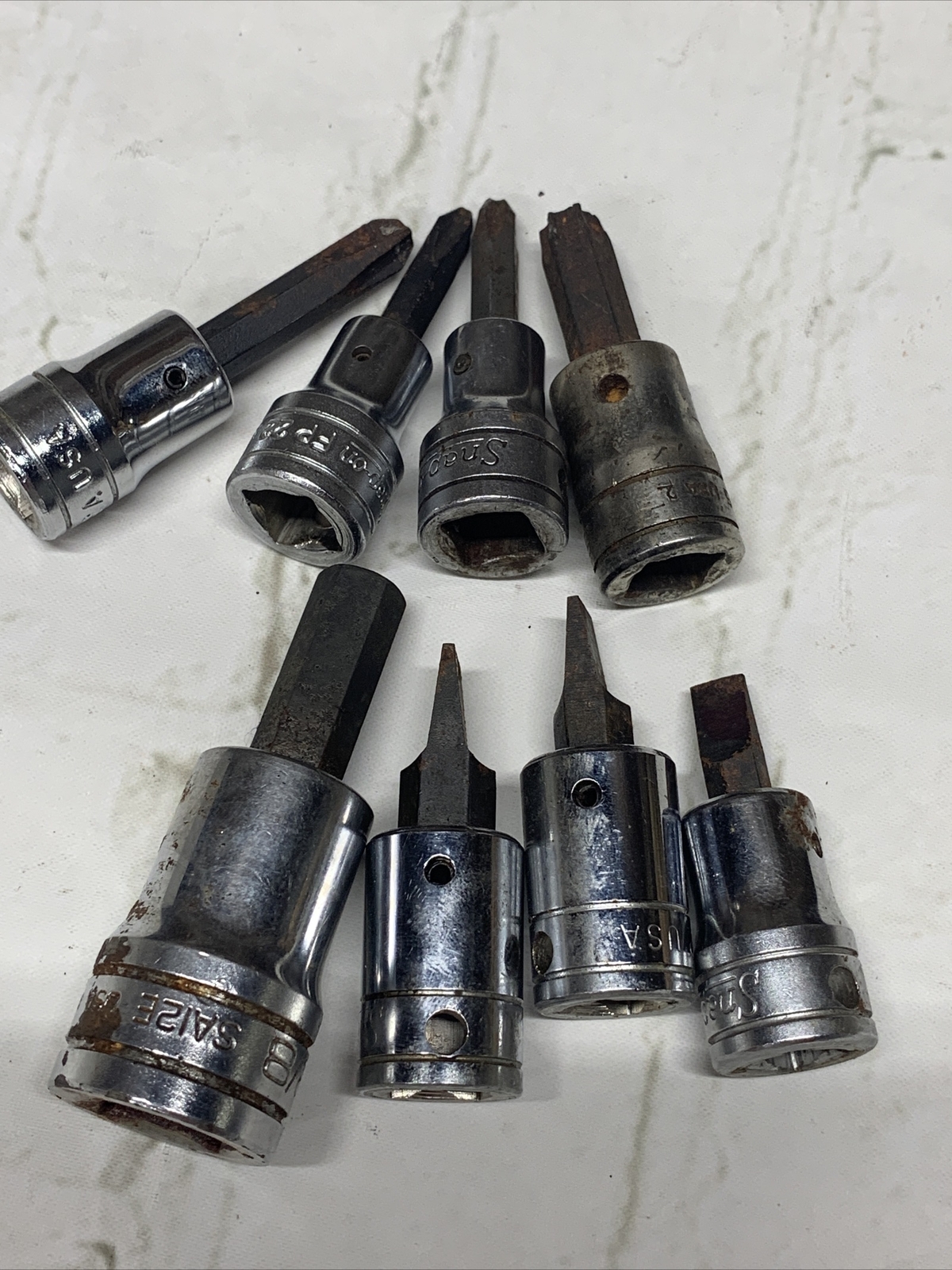 Snap On 3/8″ 1/2 Drive Torx Hex Phillips 8pc Socket Driver Mixed Lot of 8